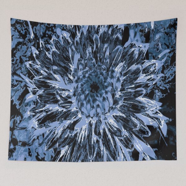 Item preview, Black and Blue Dahlia Flower designed and sold by myrubiogarden.