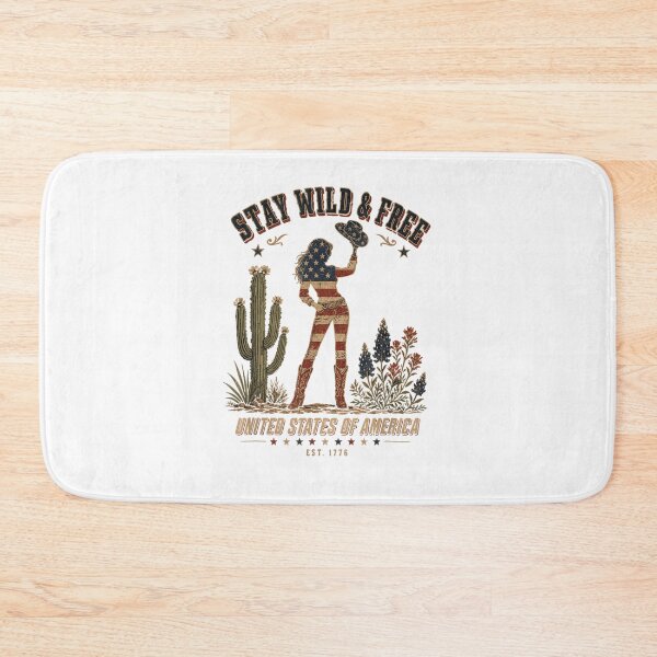 Item preview, Stay Wild And Free USA Patriotic Cowgirl Silhouette Country Western Cactus T-Shirt designed and sold by DuneHaicna.