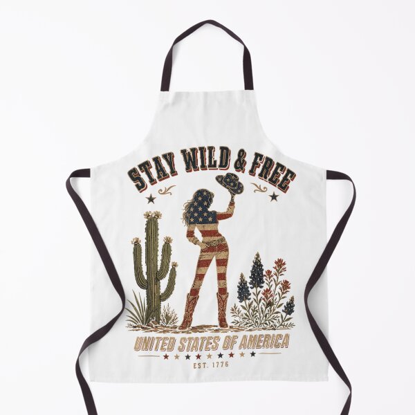 Item preview, Stay Wild And Free USA Patriotic Cowgirl Silhouette Country Western Cactus T-Shirt designed and sold by DuneHaicna.