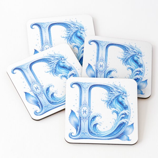 Item preview, Aqua Equus Horse-Pisces Letter D designed and sold by BlissBlvdShop.