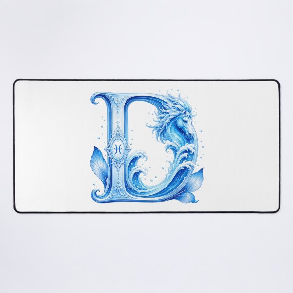 Item preview, Aqua Equus Horse-Pisces Letter D designed and sold by BlissBlvdShop.