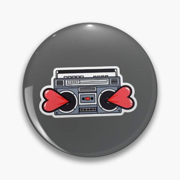 Item preview, Minimalist Grey Boombox Sticker with Red Heart Speaker Blaster designed and sold by GeekStickerLab.