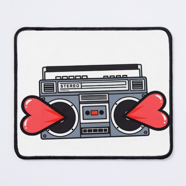 Item preview, Minimalist Grey Boombox Sticker with Red Heart Speaker Blaster designed and sold by GeekStickerLab.