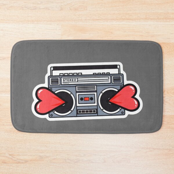 Item preview, Minimalist Grey Boombox Sticker with Red Heart Speaker Blaster designed and sold by GeekStickerLab.