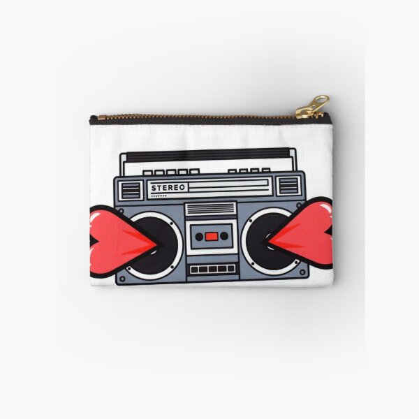 Item preview, Minimalist Grey Boombox Sticker with Red Heart Speaker Blaster designed and sold by GeekStickerLab.