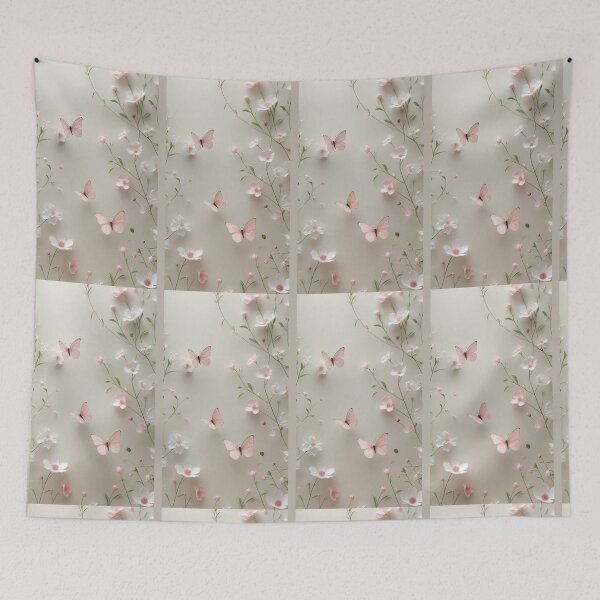 Item preview, Aesthetic Pastel Pink Butterflies and Floral Pattern designed and sold by Hey! your search is end here.