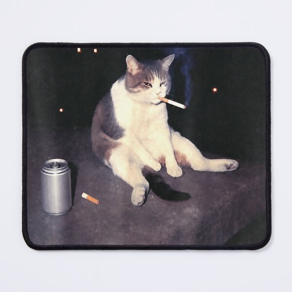 Item preview, Funny Cigarette Smoking Cat Sitting On Ledge At Night Meme Art T-Shirt designed and sold by DuneHaicna.