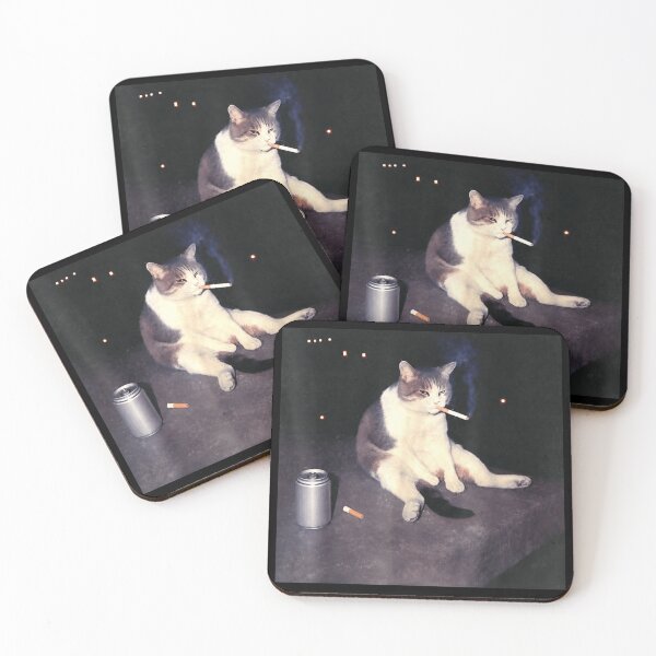 Item preview, Funny Cigarette Smoking Cat Sitting On Ledge At Night Meme Art T-Shirt designed and sold by DuneHaicna.