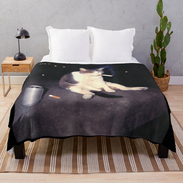 Item preview, Funny Cigarette Smoking Cat Sitting On Ledge At Night Meme Art T-Shirt designed and sold by DuneHaicna.