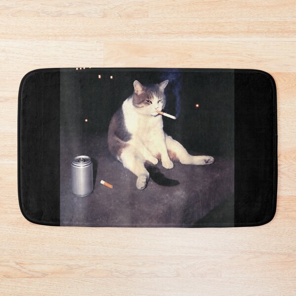 Item preview, Funny Cigarette Smoking Cat Sitting On Ledge At Night Meme Art T-Shirt designed and sold by DuneHaicna.