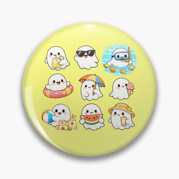 Item preview, Summer Ghost Sticker Pack Cute Spooky Beach Vacation Holiday Fun Design designed and sold by Artycom.