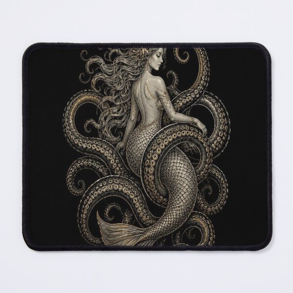 Item preview, Mermaid Octopus Dark Academia Engraving designed and sold by SunnyDesign82.