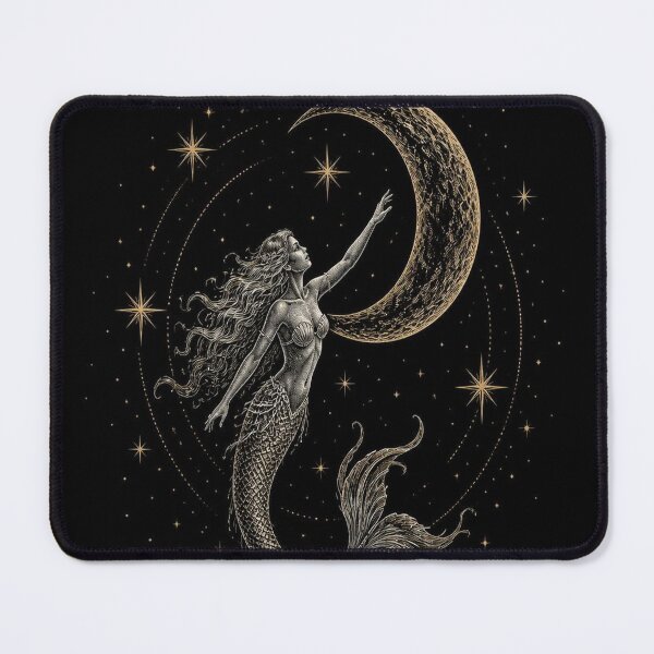 Item preview, Mermaid Moon Stars Dark Academia Engraving designed and sold by SunnyDesign82.