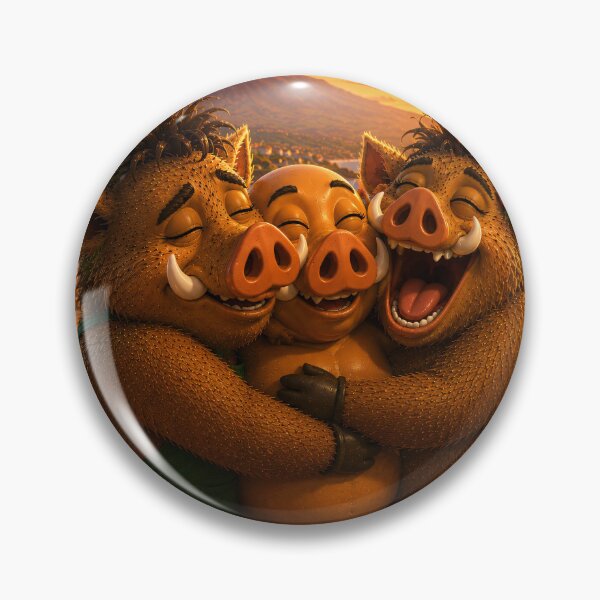 Item preview, The Big Hug — Three Wild Boar Friends Reunited at Sunset  designed and sold by CanaryVibesArt.