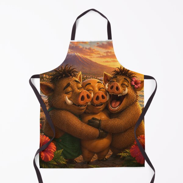 Item preview, The Big Hug — Three Wild Boar Friends Reunited at Sunset designed and sold by CanaryVibesArt.