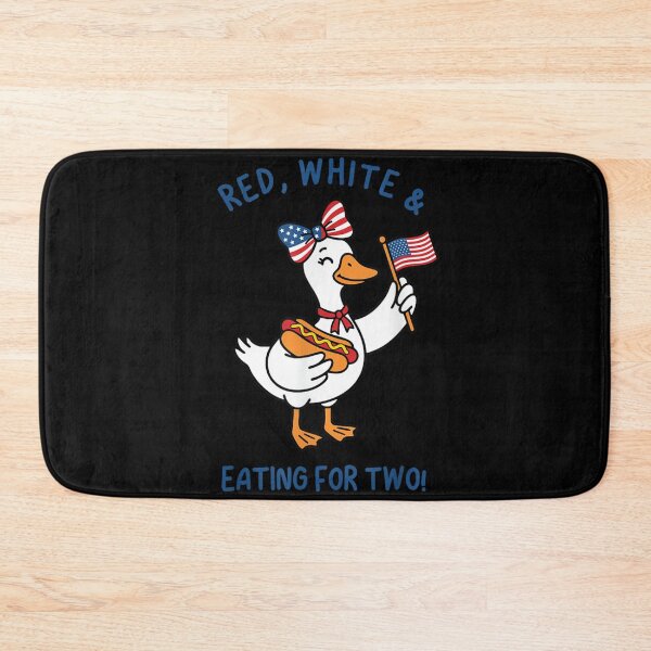 Item preview, Cute Duck Eating Hot Dog Red White And Eating For Two designed and sold by WilliaMaler.
