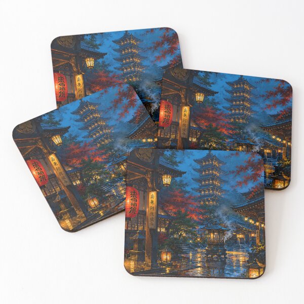 Item preview, Kyoto Night Temple Street – Japanese Lantern & Pagoda Aesthetic Wall Art designed and sold by DimoraGutyz.
