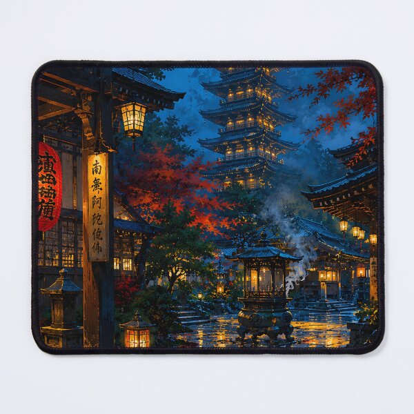 Item preview, Kyoto Night Temple Street – Japanese Lantern & Pagoda Aesthetic Wall Art designed and sold by DimoraGutyz.