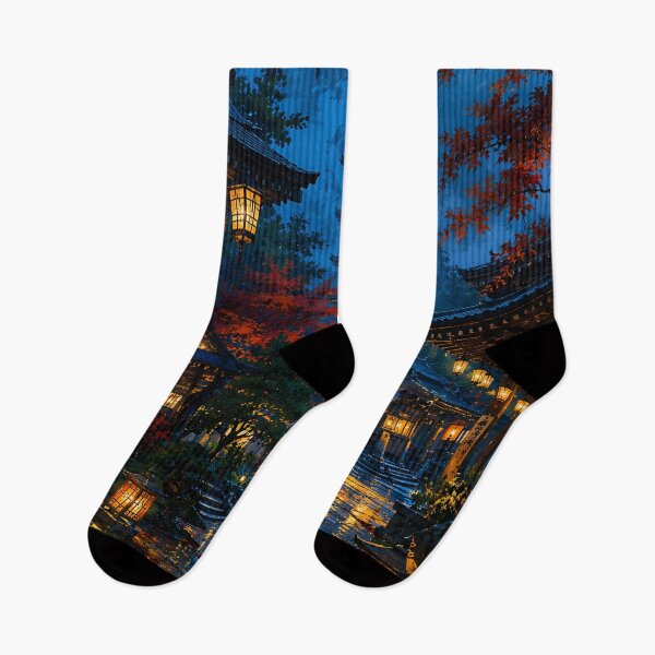 Item preview, Kyoto Night Temple Street – Japanese Lantern & Pagoda Aesthetic Wall Art designed and sold by DimoraGutyz.