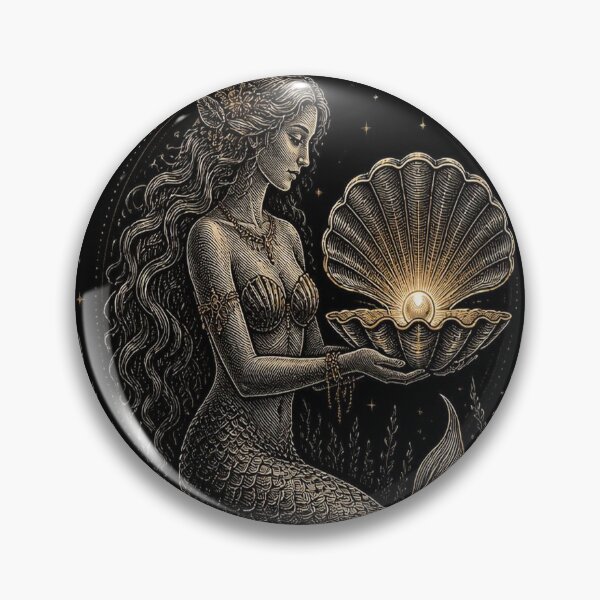Item preview, Mermaid Pearl Shell Dark Academia Engraving designed and sold by SunnyDesign82.