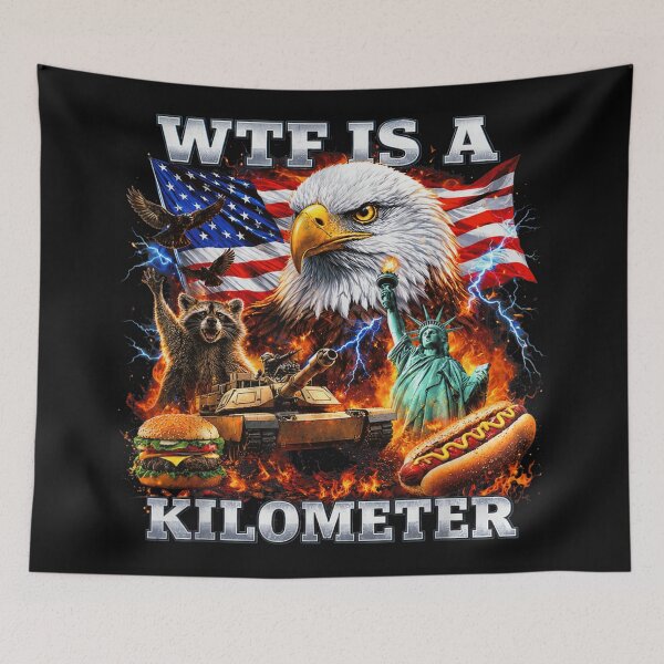 Item preview, Funny Wtf Is A Kilometer Patriotic American Meme Design With Eagle designed and sold by WilliaMaler.