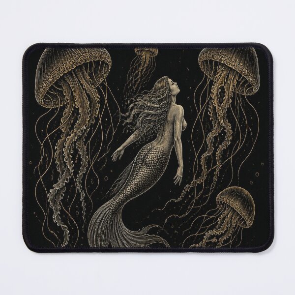 Item preview, Mermaid Jellyfish Dark Academia Engraving designed and sold by SunnyDesign82.