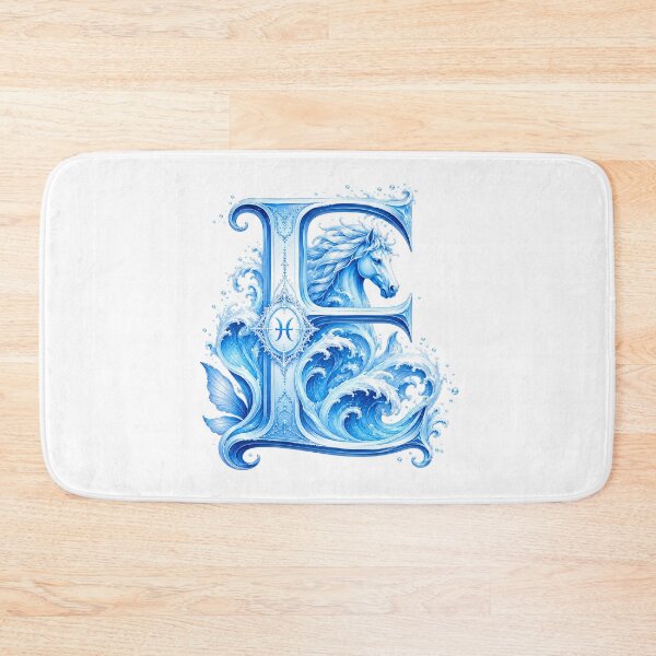Item preview, Aqua Equus Horse-Pisces Letter E designed and sold by BlissBlvdShop.