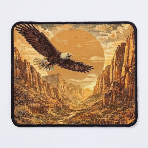 Item preview, Vintage Zion Canyon Poster | Retro Desert Landscape Wall Art | Soaring Eagle Nature Print | Rustic Travel Decor designed and sold by MonaRose_Art.