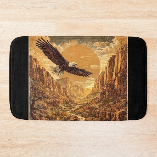 Item preview, Vintage Zion Canyon Poster | Retro Desert Landscape Wall Art | Soaring Eagle Nature Print | Rustic Travel Decor designed and sold by MonaRose_Art.