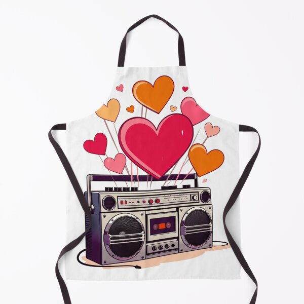 Item preview, Vintage Silver Boombox Sticker with Retro Orange and Pink Hearts designed and sold by GeekStickerLab.