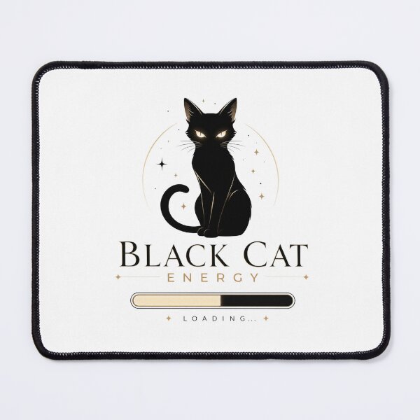 Item preview, Black Cat Energy Loading Minimalist Kawaii T-Shirt designed and sold by Ashley critters.