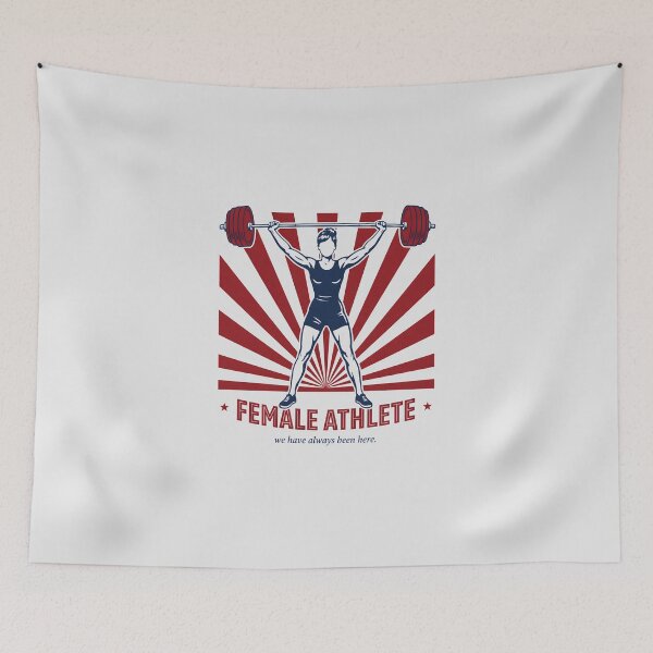 Item preview, Female Athlete Weightlifting Overhead Barbell Banner designed and sold by Enea Kelo.