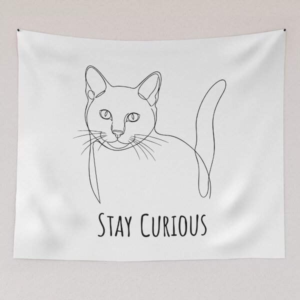 Item preview, Minimalist Cat Stay Curious Line Art designed and sold by Orviona.
