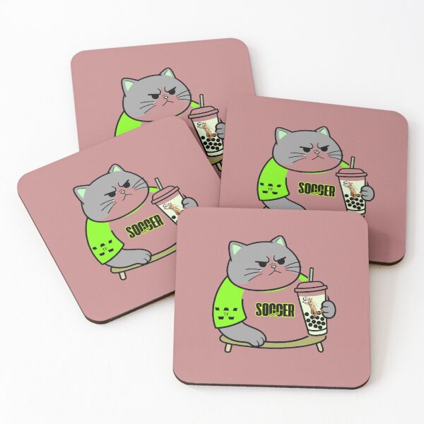 Item preview, Funny Grumpy Green Cat Soccer Lover Raglan Shirt Boba Tea designed and sold by Xyshope.