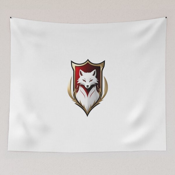 Item preview, White Fox Crest Logo | Elegant Wolf Emblem | Fantasy Animal Shield | Minimalist Digital Art Sticker designed and sold by Saeed  Ahmad.