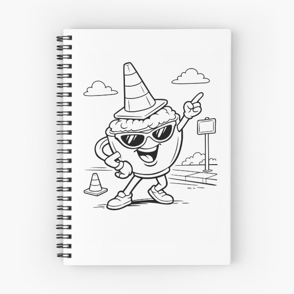 Item preview, Funny Coffee Traffic Controller Cartoon Cute Coffee Cup Humor Black and White Illustration designed and sold by ComedyInkFactor.