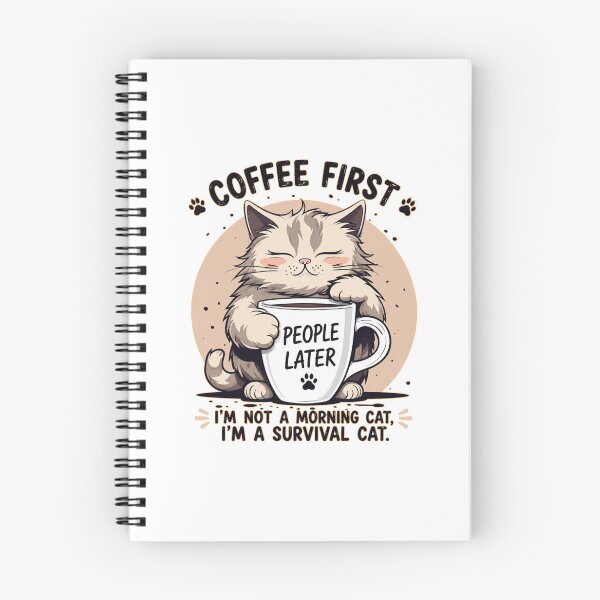 Item preview, Coffee First Funny Cat - People Later Cute Coffee Lover Cat T-Shirt designed and sold by LONE SPIRIT CO..