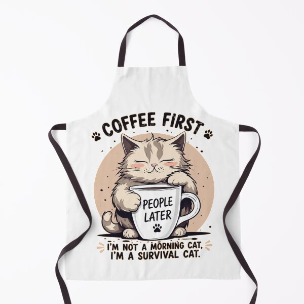 Item preview, Coffee First Funny Cat - People Later Cute Coffee Lover Cat T-Shirt designed and sold by LONE SPIRIT CO..