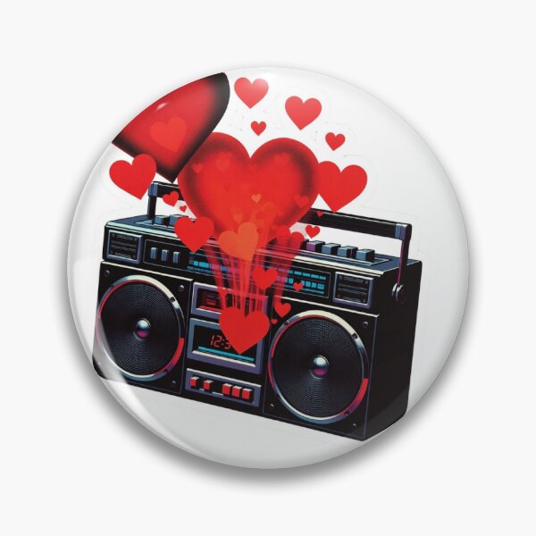 Item preview, Edgy Black Boombox Sticker with Glowing Red Valentine Hearts designed and sold by GeekStickerLab.