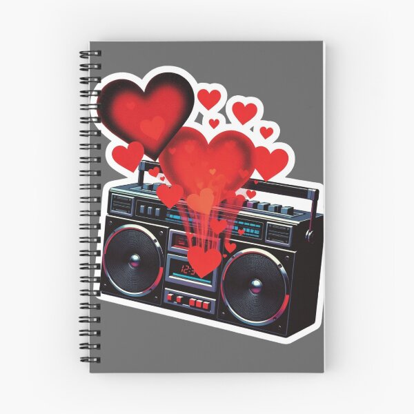 Item preview, Edgy Black Boombox Sticker with Glowing Red Valentine Hearts designed and sold by GeekStickerLab.