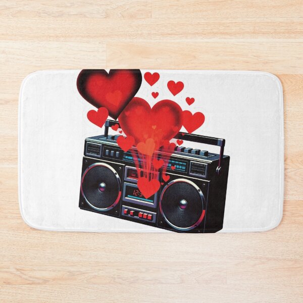 Item preview, Edgy Black Boombox Sticker with Glowing Red Valentine Hearts designed and sold by GeekStickerLab.