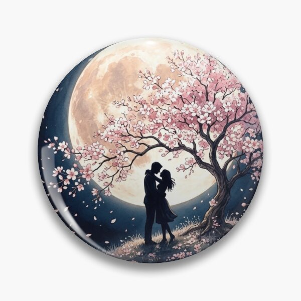 Item preview, Anime Couple Under Cherry Blossom Tree Celestial Moon Art designed and sold by Do-It-Over.