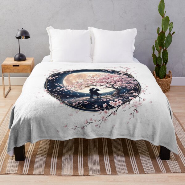 Item preview, Anime Couple Under Cherry Blossom Tree Celestial Moon Art designed and sold by Do-It-Over.