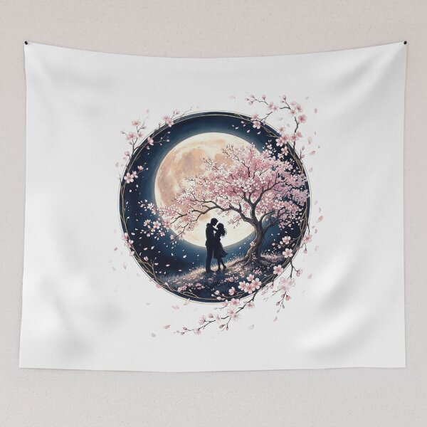 Item preview, Anime Couple Under Cherry Blossom Tree Celestial Moon Art designed and sold by Do-It-Over.