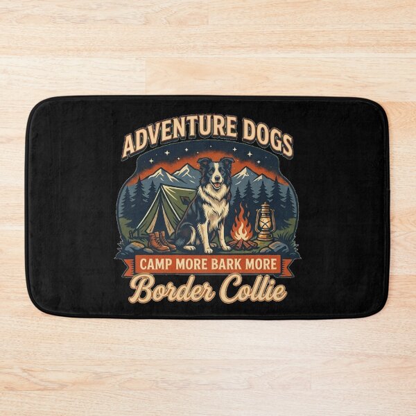 Item preview, Adventure Dogs – Camp More Bark More | Border Collie Vintage Camping designed and sold by No Excuses Supply.