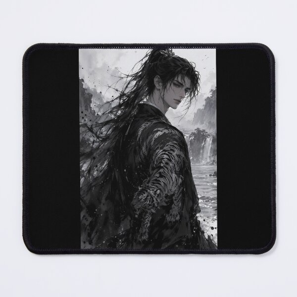 Item preview, Ink Wash Warrior with White Tiger | Wuxia Character Art designed and sold by ManJiangHong.