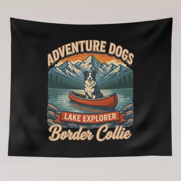 Item preview, Adventure Dogs – Lake Explorer | Border Collie Vintage Canoe Camping designed and sold by No Excuses Supply.