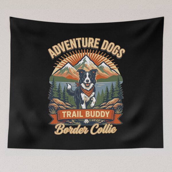Item preview, Adventure Dogs – Trail Buddy | Border Collie Vintage Hiking designed and sold by No Excuses Supply.