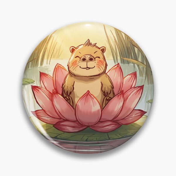 Item preview, Zen Capybara Lotus Pond Watercolor Illustration designed and sold by TheFrameVault.