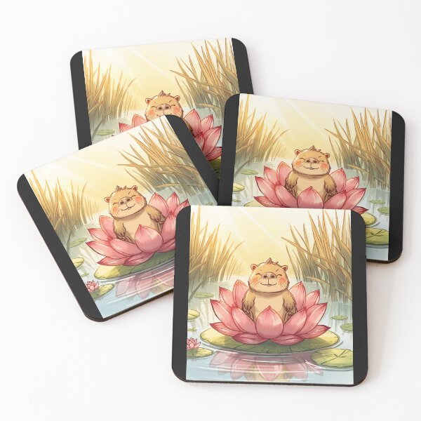 Item preview, Zen Capybara Lotus Pond Watercolor Illustration designed and sold by TheFrameVault.